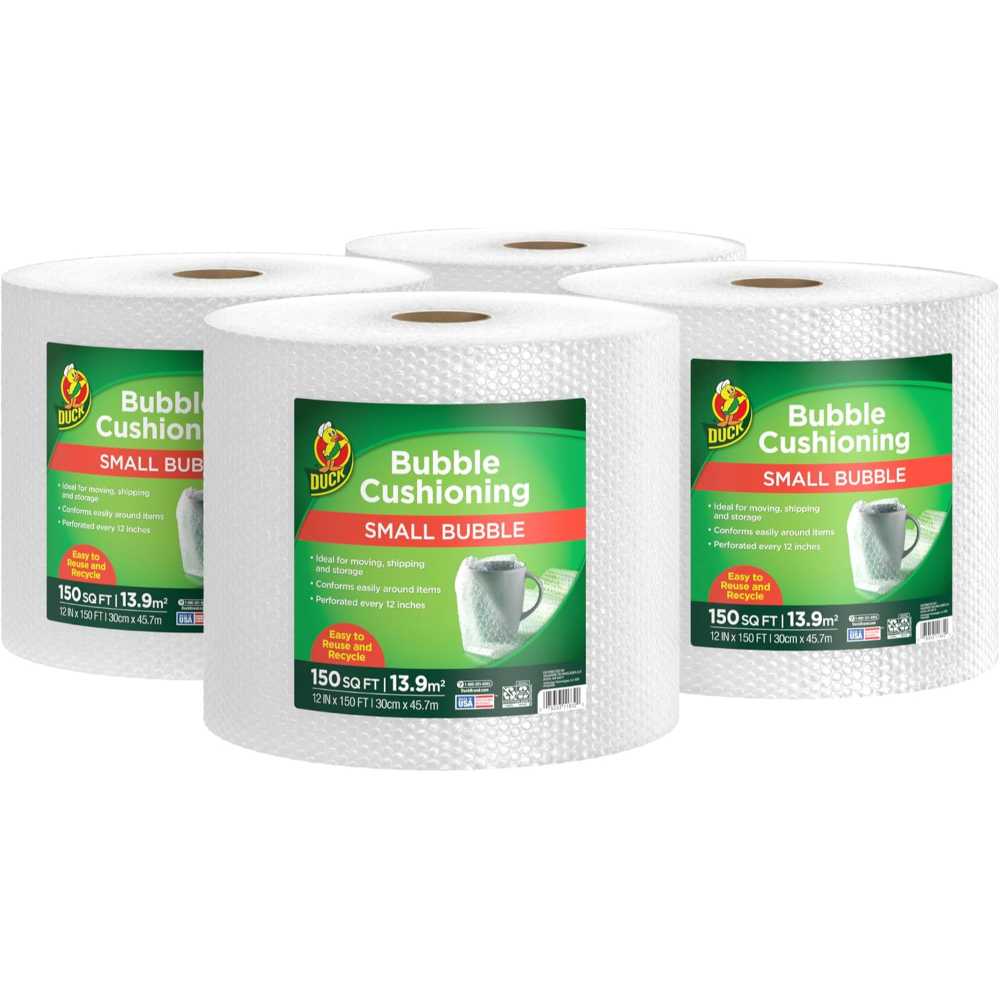 4-Pack Duck Brand 12" x 150' Bubble Cushioning Wrap (600 sq. ft. Total)