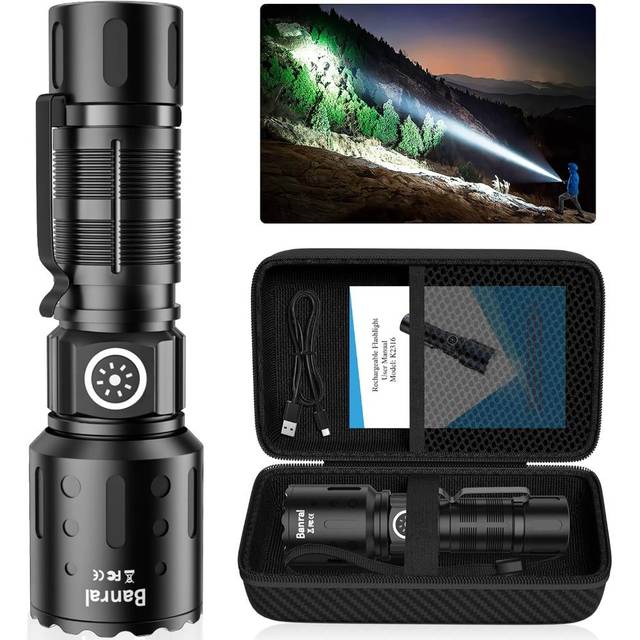 Banral 1000-Lumen USB-C Rechargeable Flashlight w/ Case