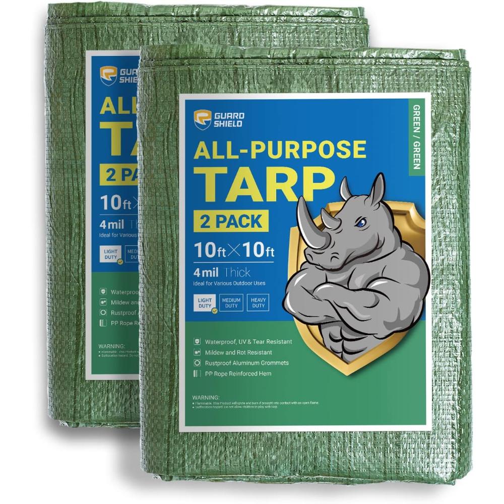 2-Pack Guard Shield 10' x 10' Tarp (Green, 5 Mil)