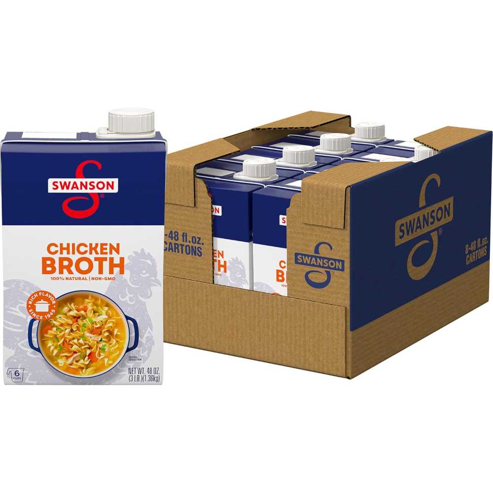 8-Pack Swanson 100% Natural Chicken Broth, 48 oz.