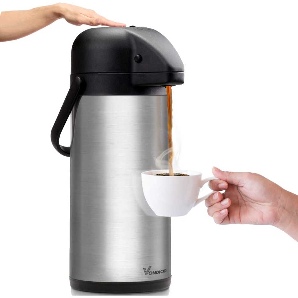 Vondior 102 oz. Stainless Steel Insulated Airpot Dispenser w/ Pump