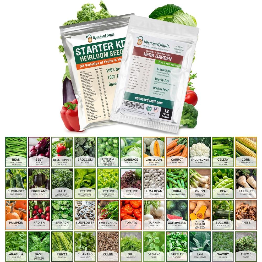 Open Seed Vault 44-Variety Non-GMO Vegetable and Herb Seeds