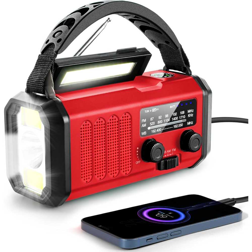 Aivica 10,000mAh USB-C Solar Hand-Crank Emergency Radio