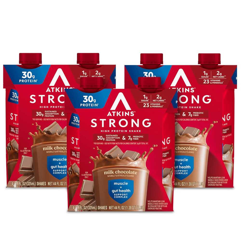 12-Pack Atkins Strong 30g High Protein Shake, 11 oz. (Milk Chocolate)