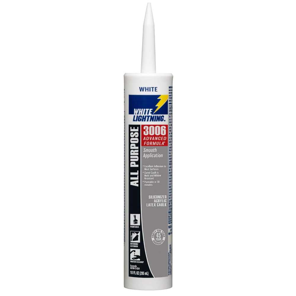 Prime: White Lightning Siliconized Acrylic Latex All-Purpose Caulk, 10 oz.