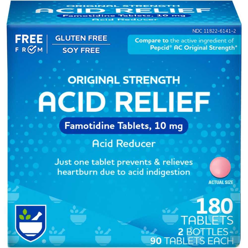 180-Pack Rite Aid Acid Reducer Famotidine 10mg Tablets