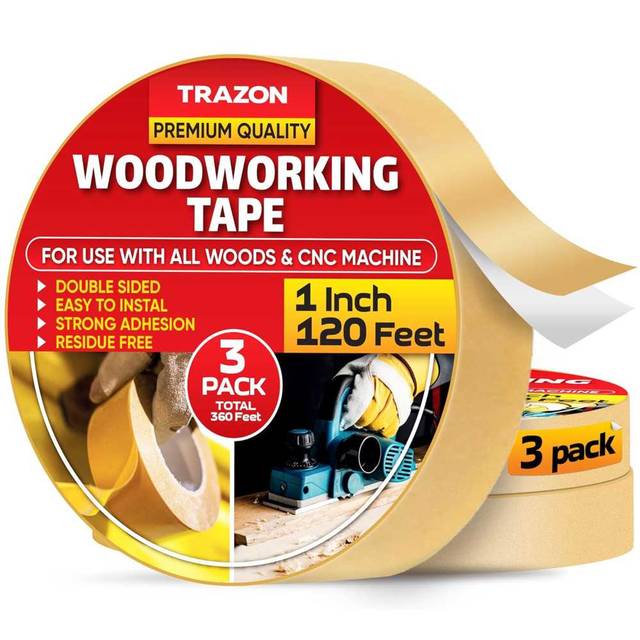 3-Pack Trazon 1" x 120' Double-Sided Woodworking Tape