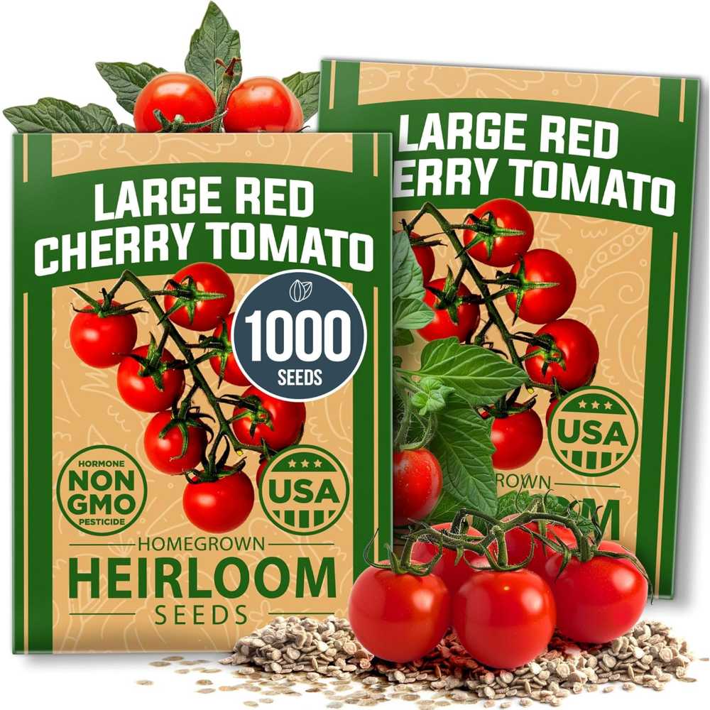 2-Pack Home Grown 1000+ Large Red Cherry Tomato Heirloom Seeds