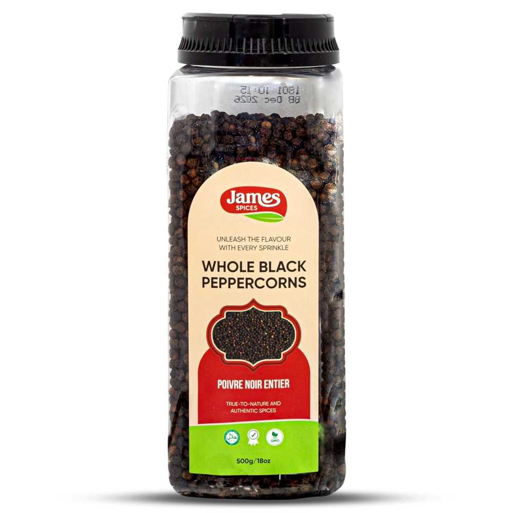 James Spices Whole Black Peppercorn, 18 oz.