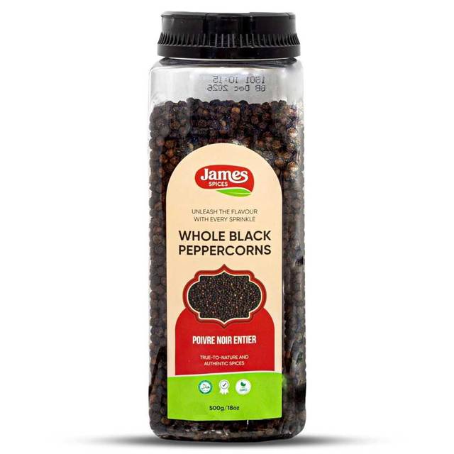 James Spices Whole Black Peppercorn, 18 oz.
