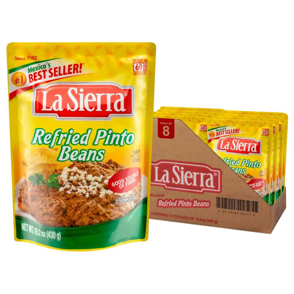 8-Pack La Sierra Refried Pinto Beans, 15.2 oz.