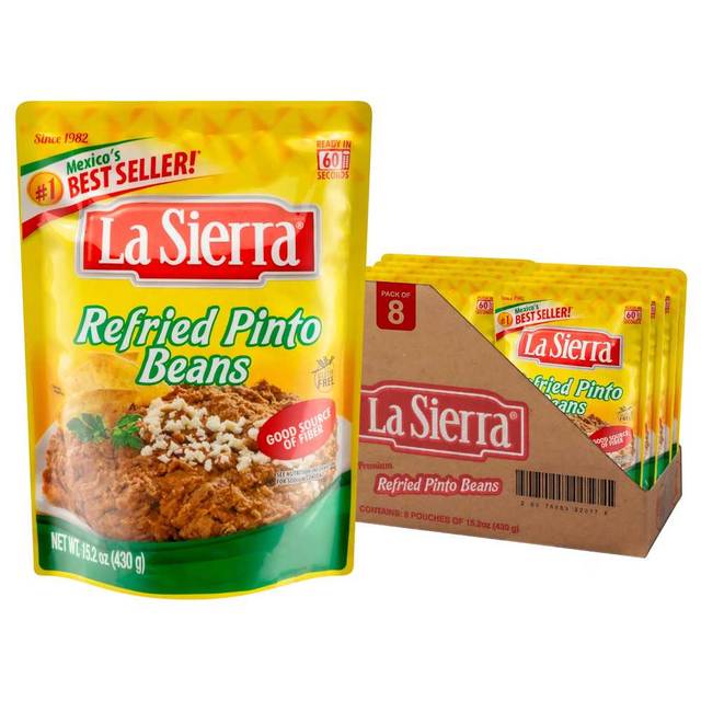8-Pack La Sierra Refried Pinto Beans, 15.2 oz.