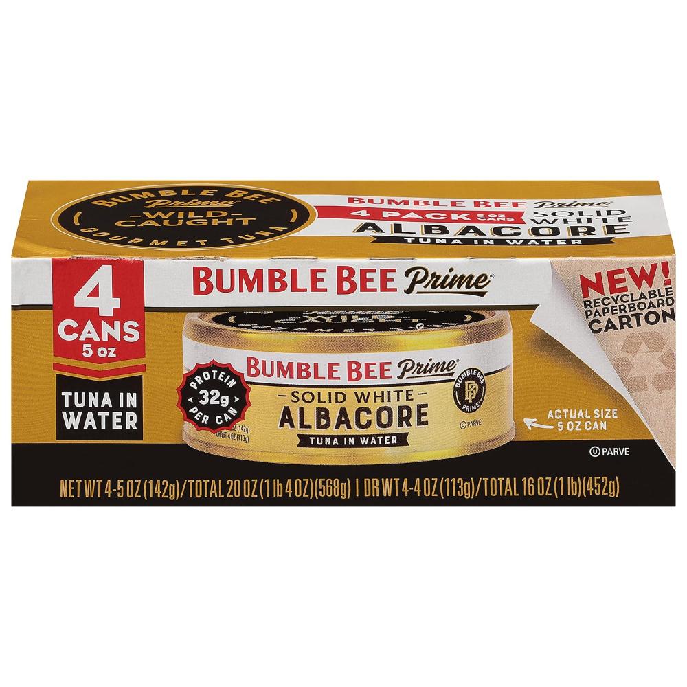 4-Pack Bumble Bee Prime Solid White Albacore Tuna, 5 oz.