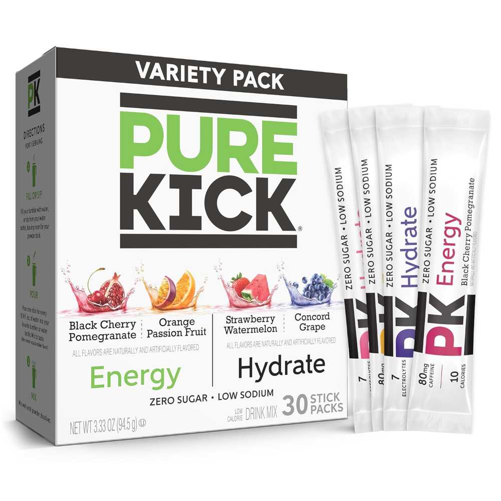 30-Pack Pure Kick Energy & Hydrate Singles To Go (Variety Pack)