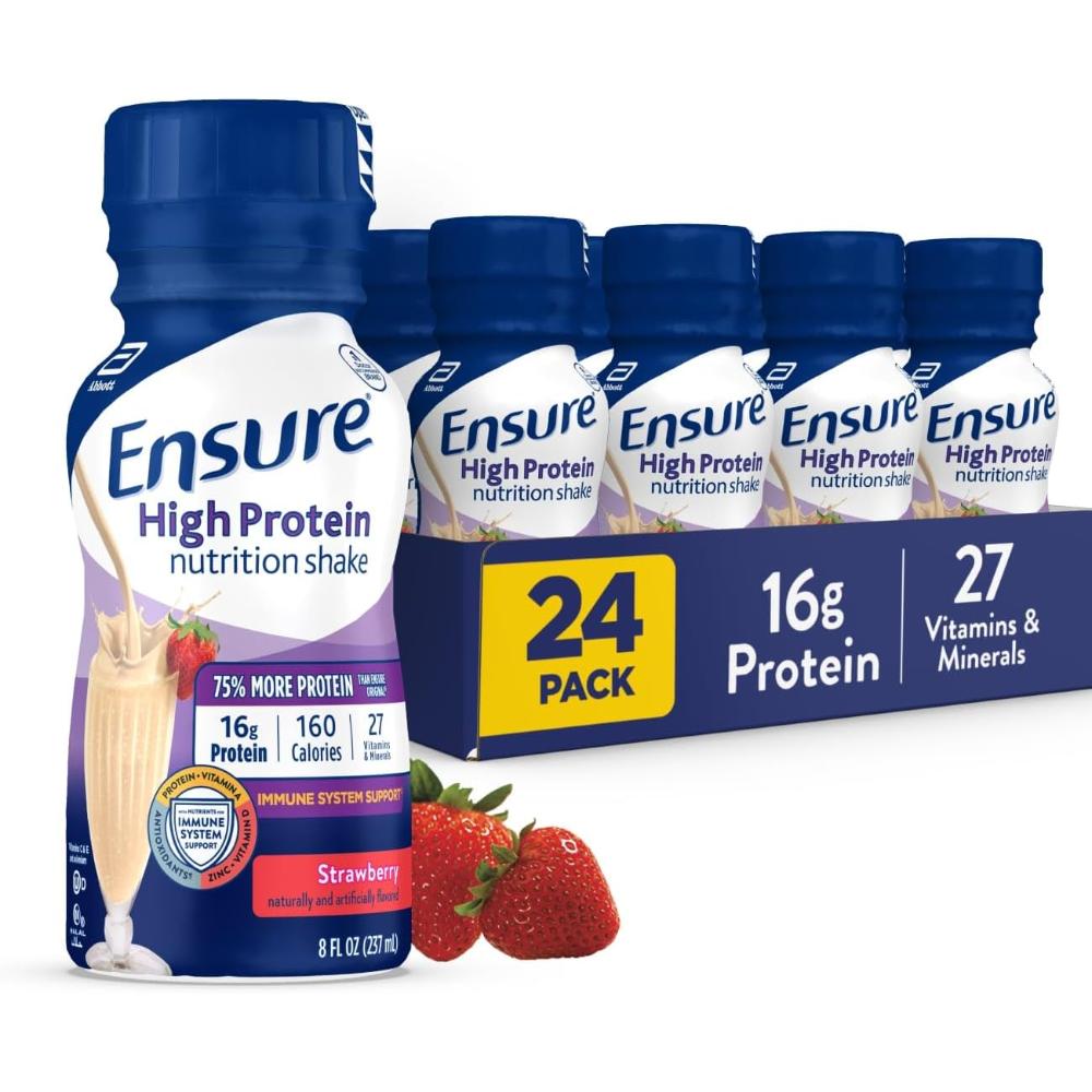 24-Pack Ensure High Protein Nutrition Shake, 8 oz. (Strawberry)