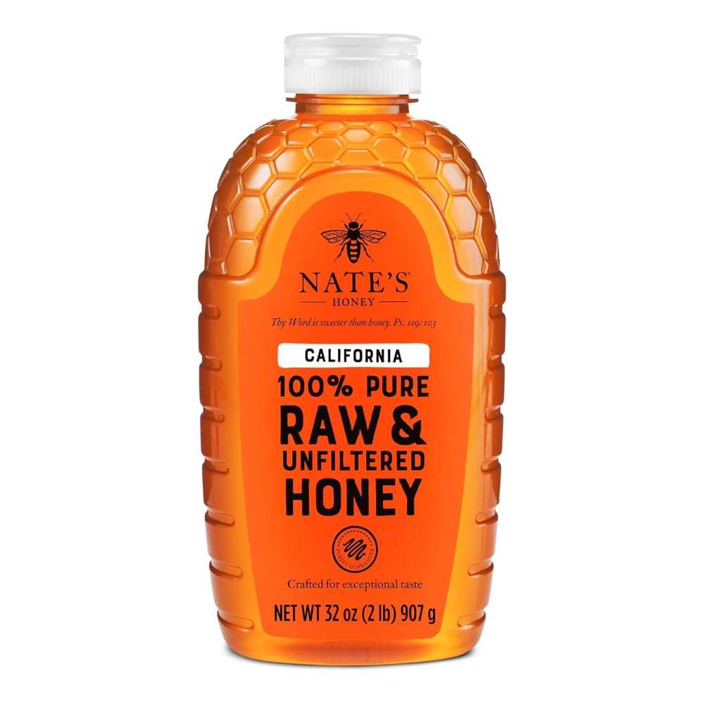 Nate's California 100% Pure Raw & Unfiltered Honey, 32 oz.