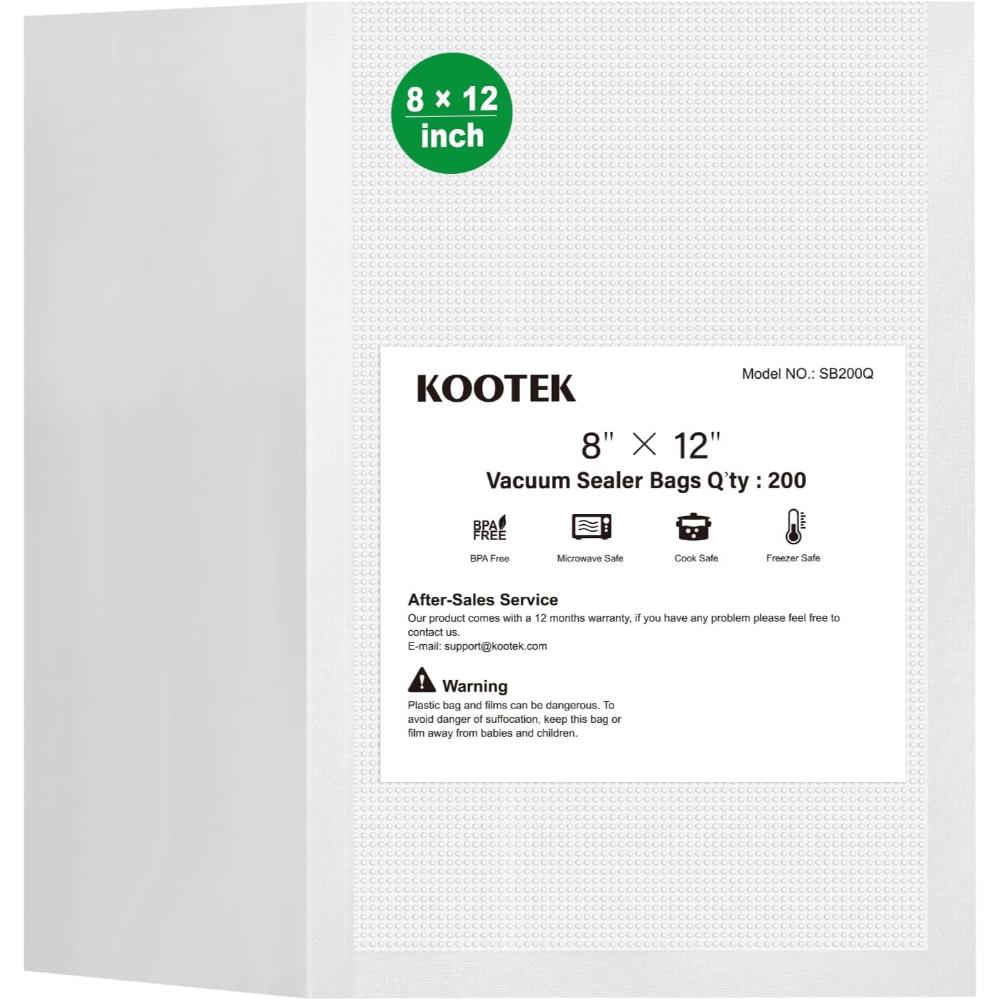 200-Pack Kootek Quart Vacuum Sealer Bags (8" x 12")