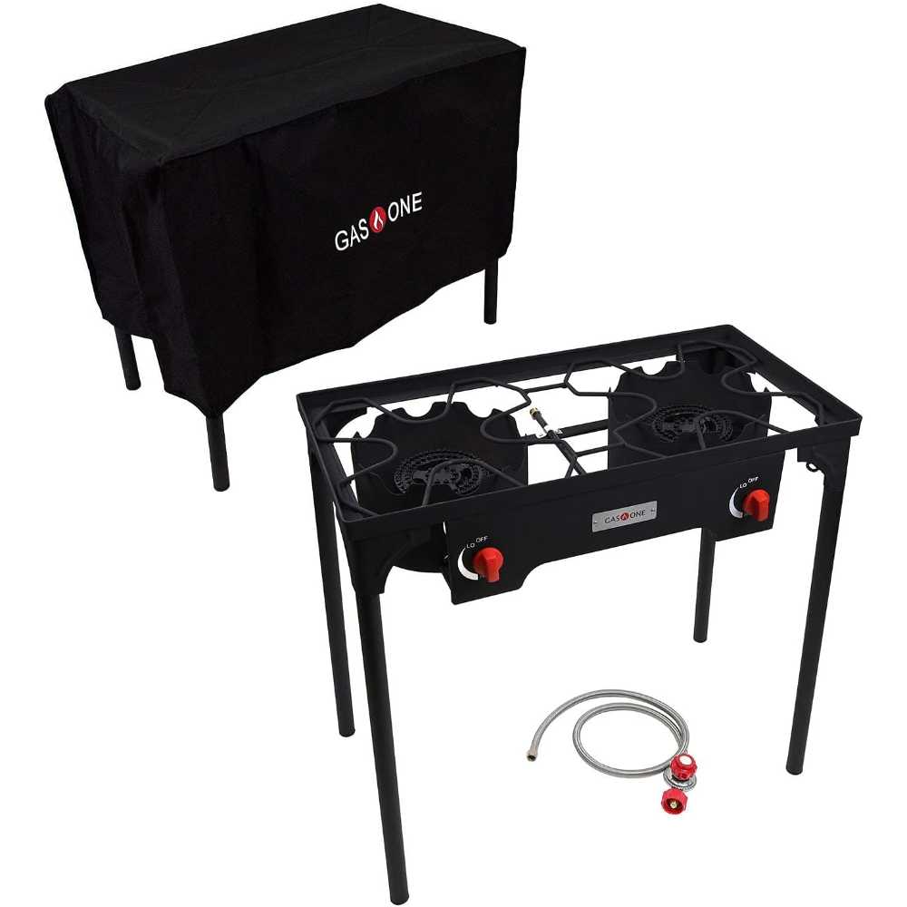 GasOne Two Burner Propane Camp Stove w/ Cover