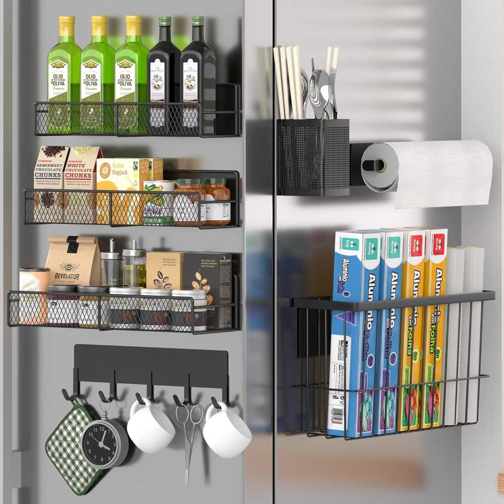 7-Piece Magnetic Storage Organizer Set for Refrigerator