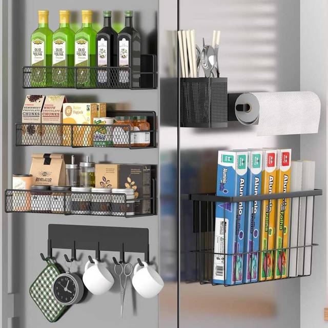 7-Piece Magnetic Storage Organizer Set for Refrigerator