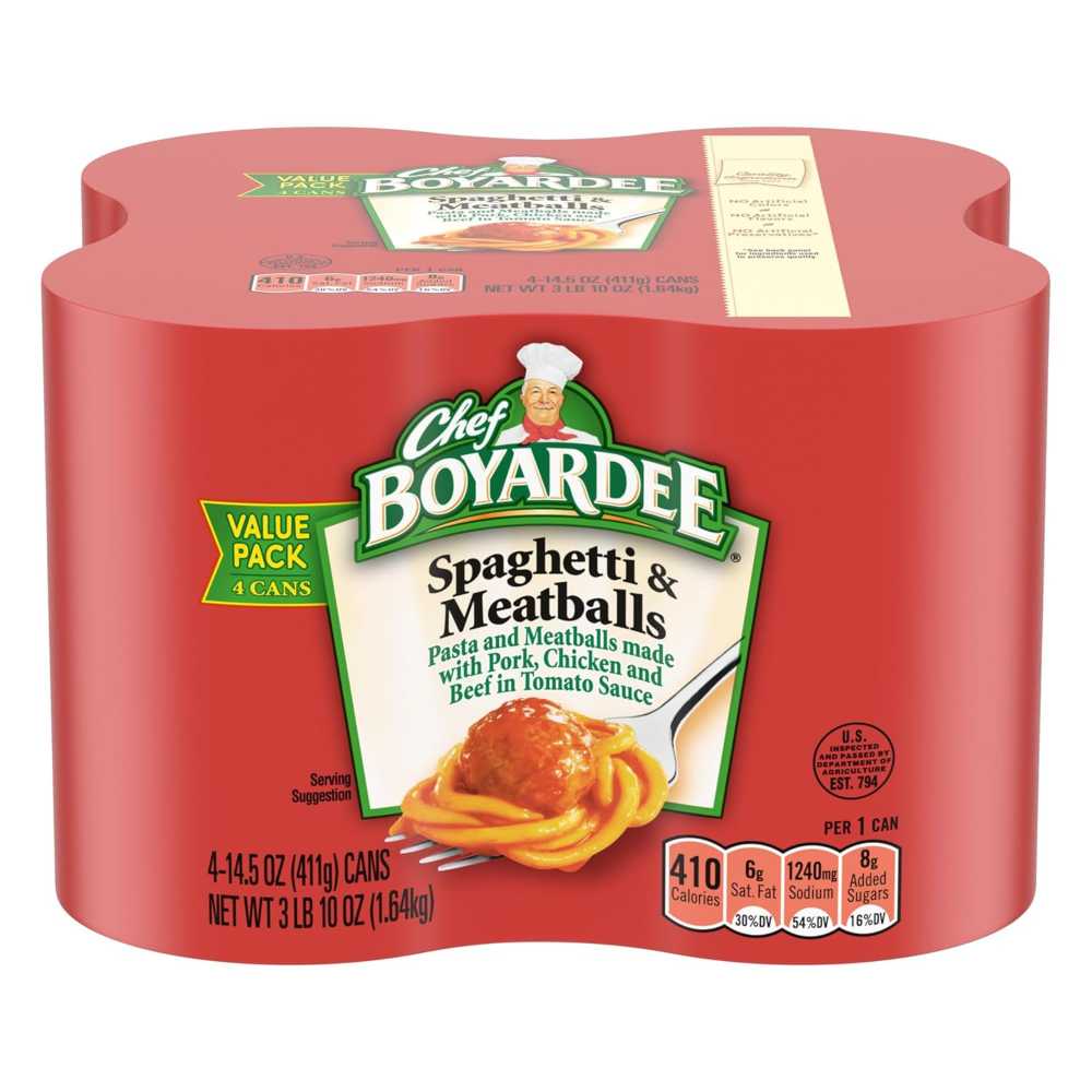 4-Pack Chef Boyardee Spaghetti & Meatballs, 14.5 oz.