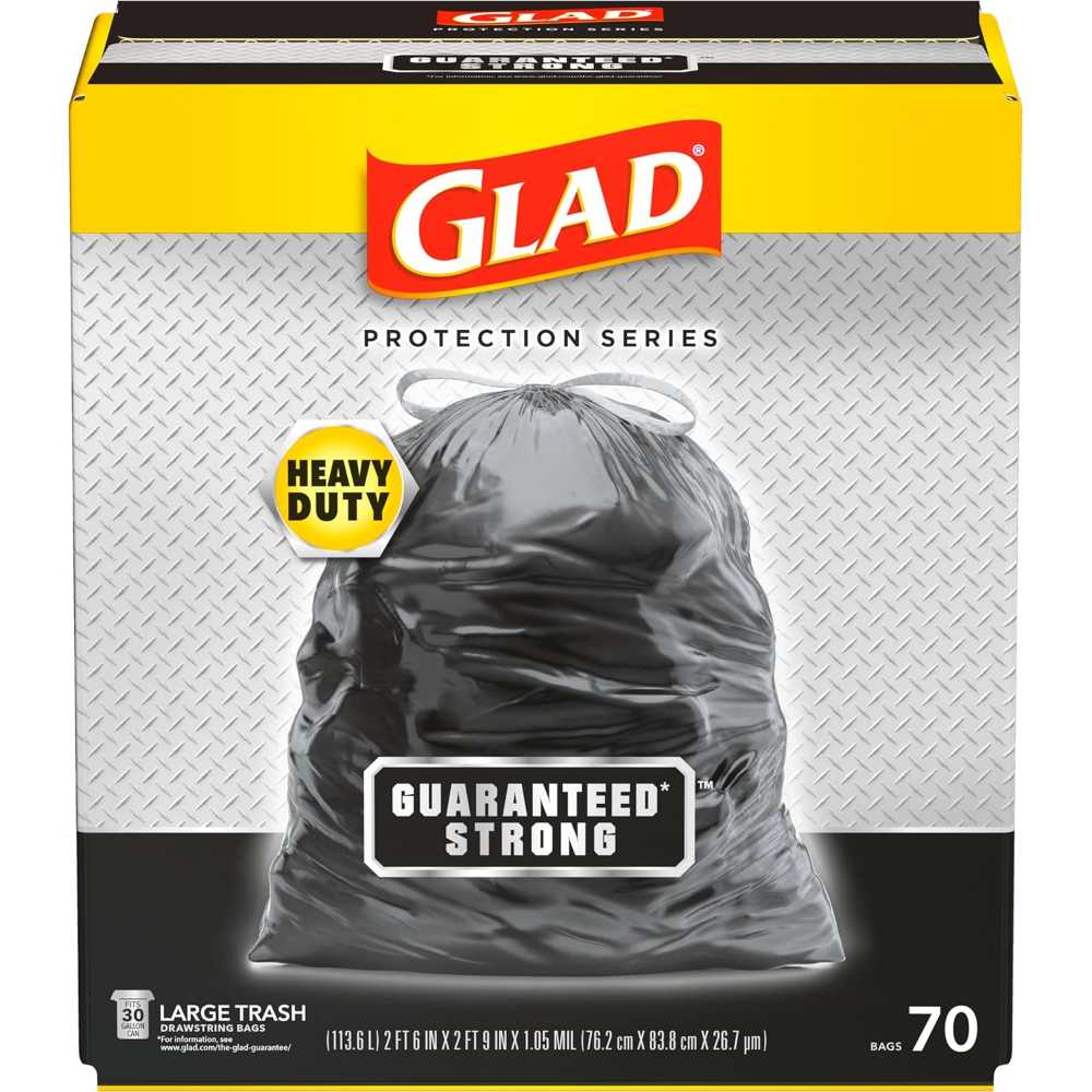 70-Pack Glad Guaranteed Strong 30-Gallon Drawstring Trash Bags