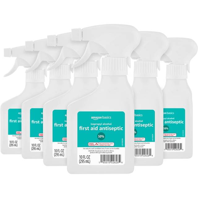 6-Pack Amazon Basics 50% Isopropyl Alcohol First Aid Antiseptic Spray Bottle, 10 oz.