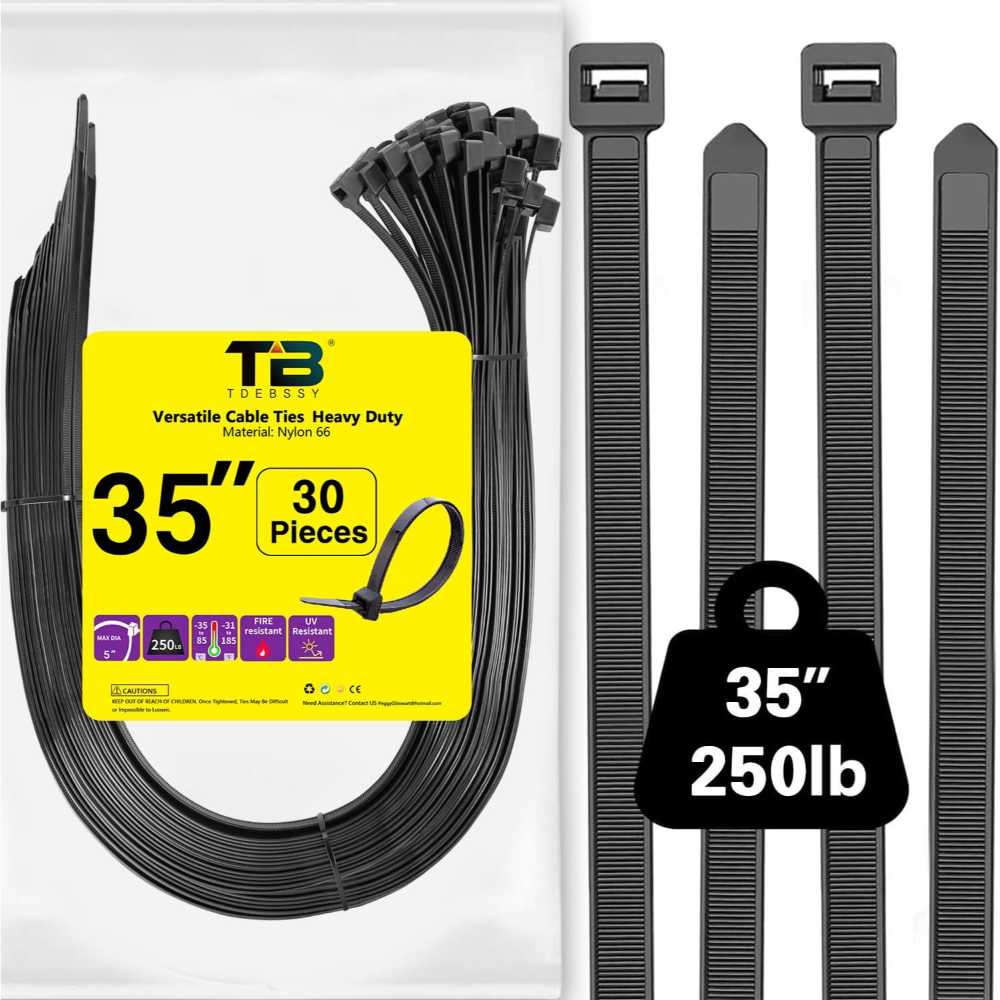 30-Pack Tdebssy 35" 250 lb. Heavy Duty Zip Ties