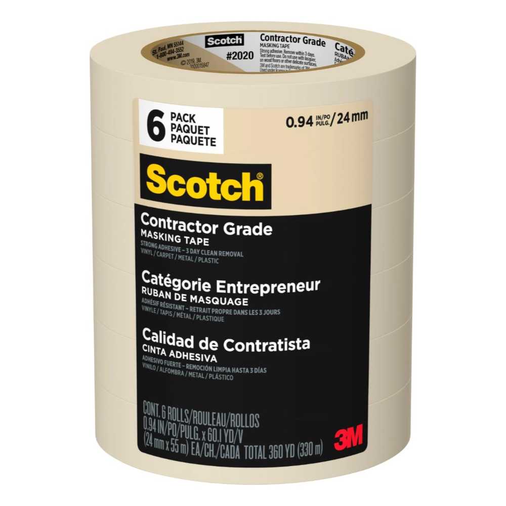 6-Pack Scotch Contractor-Grade Masking Tape (0.94" x 60.1 yd.)