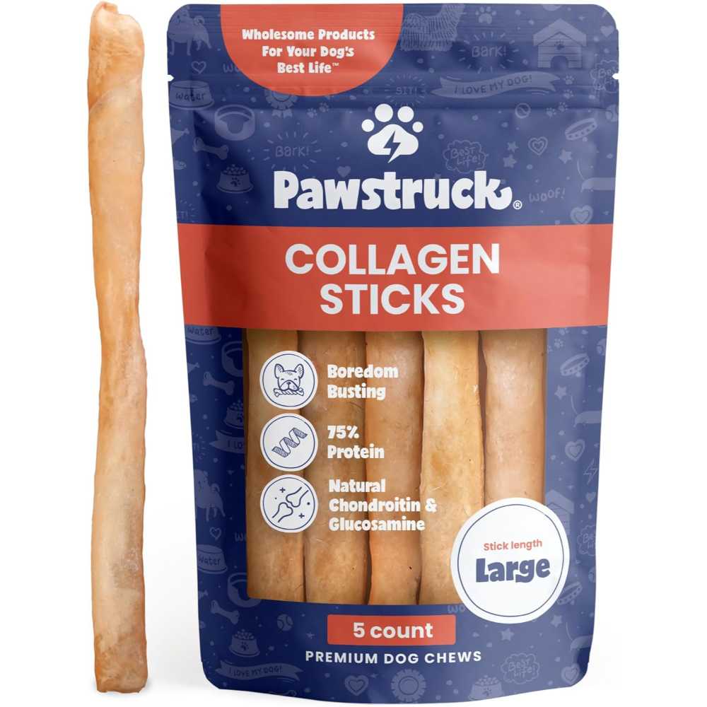 5-Pack Pawstruck Natural Large 12" Beef Collagen Sticks for Dogs