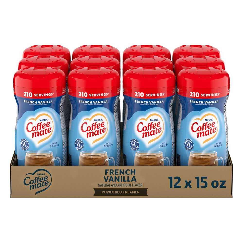 12-Pack Coffee Mate French Vanilla Shelf-Stable Powdered Coffee Creamer, 15 oz.