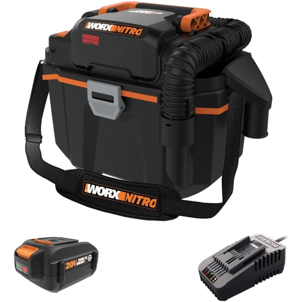WORX 20V Cordless 2.1-Gallon Wet/Dry Vacuum w/ Battery & Charger