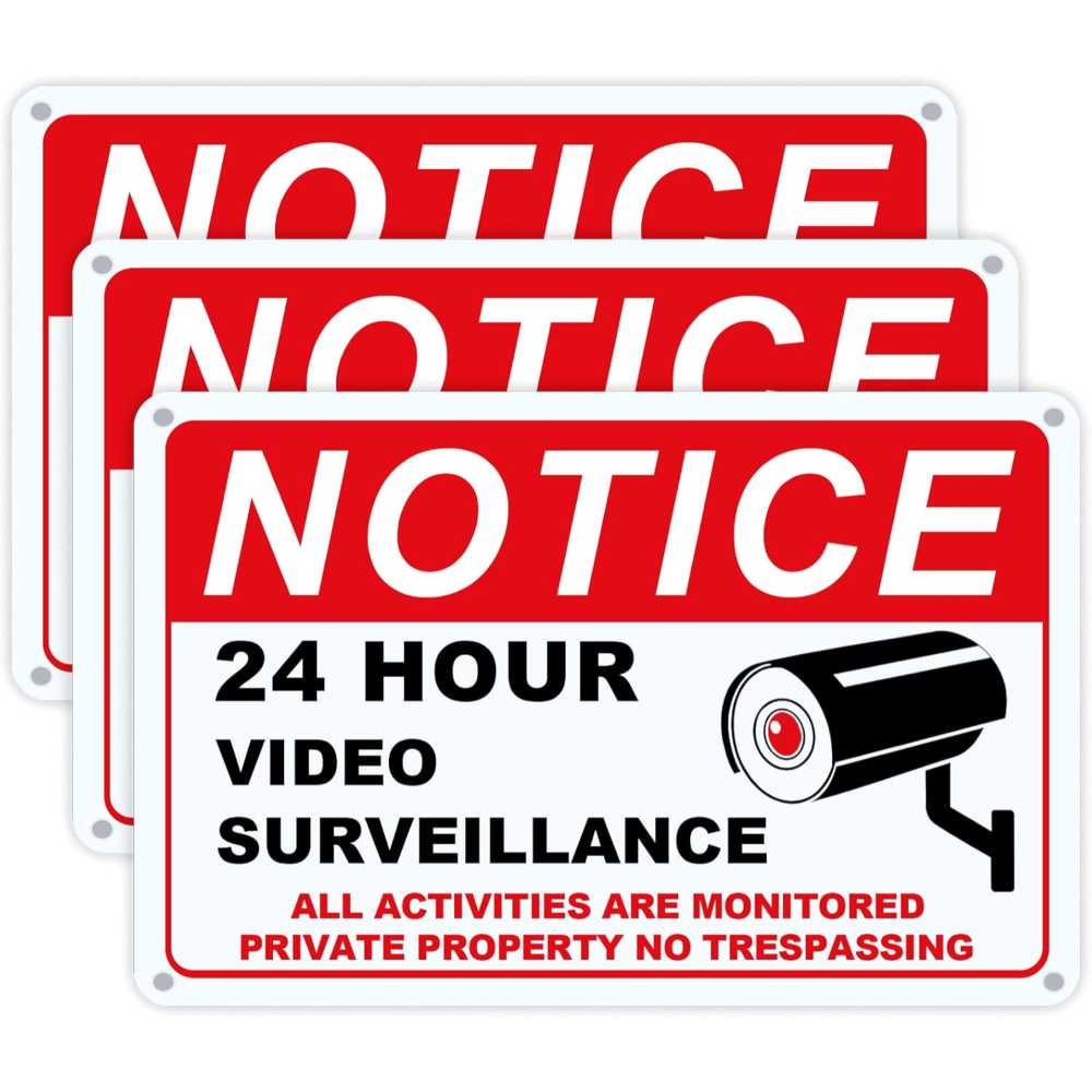 3-Pack Seept 10" x 7" Aluminum Video Surveillance Sign