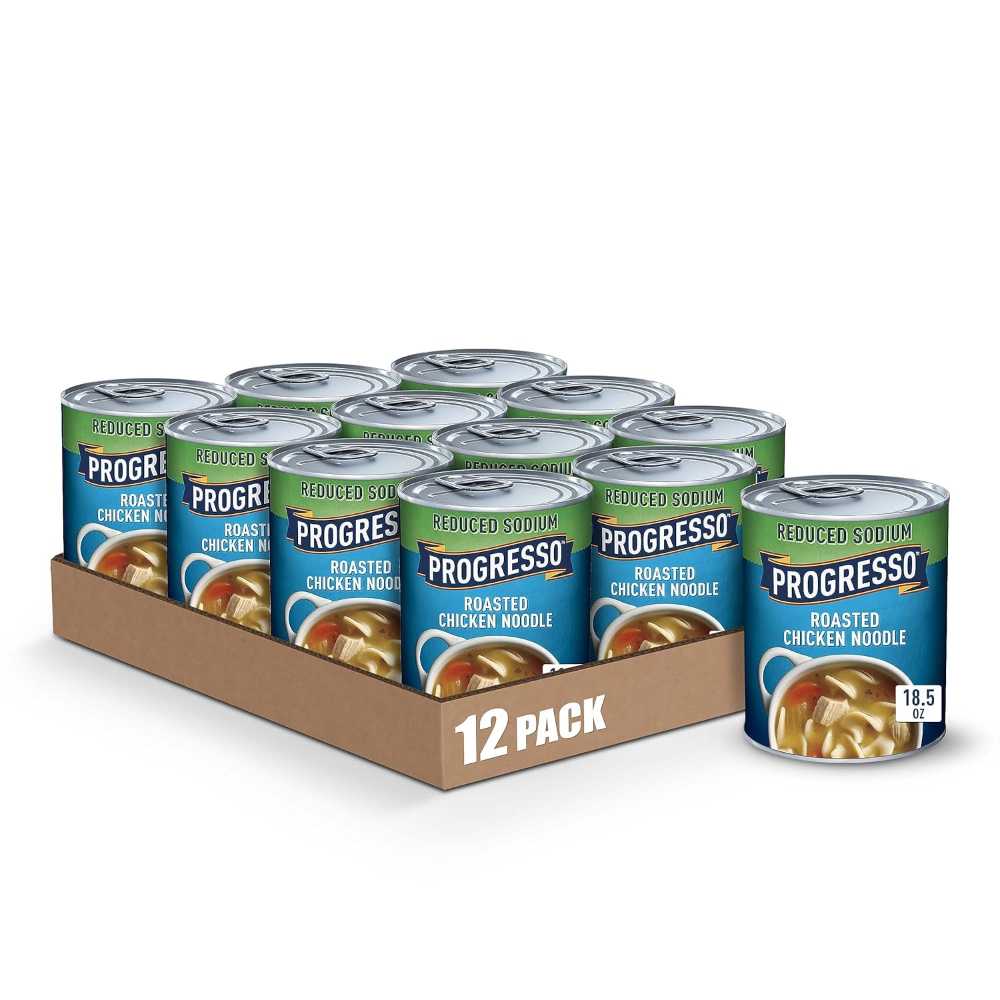 12-Pack Progresso Reduced Sodium Roasted Chicken Noodle Soup, 18.5 oz.