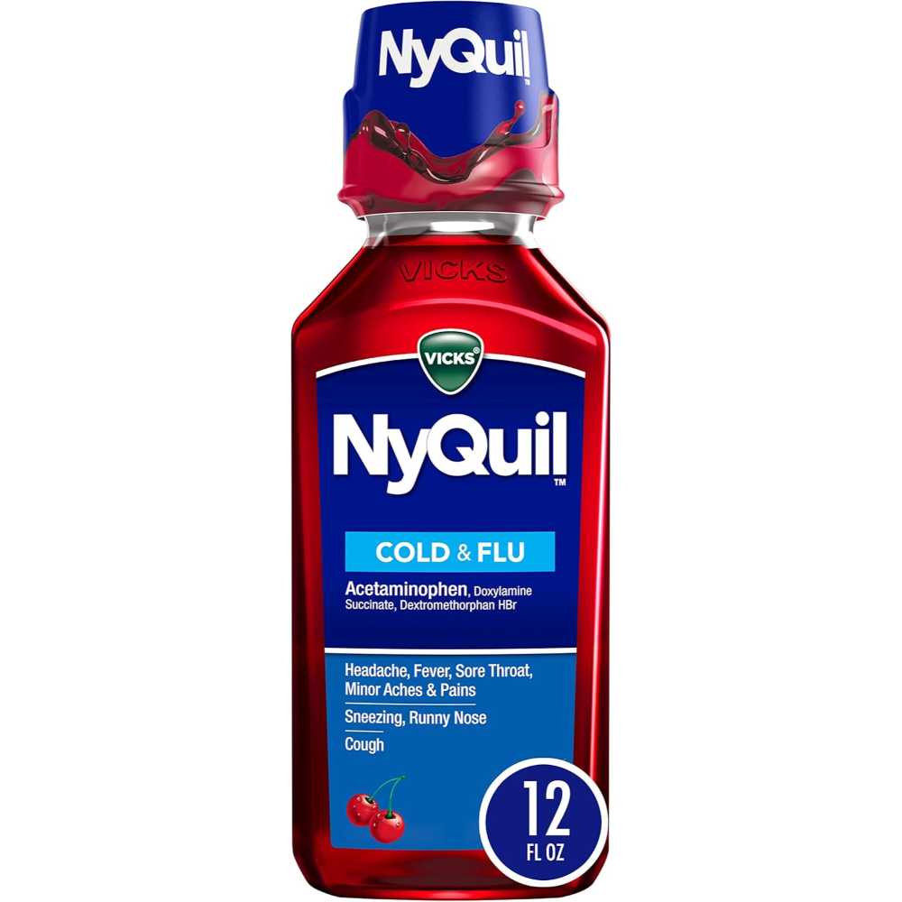 Vicks NyQuil Cold & Flu Liquid Medicine, 12 oz. (Cherry)