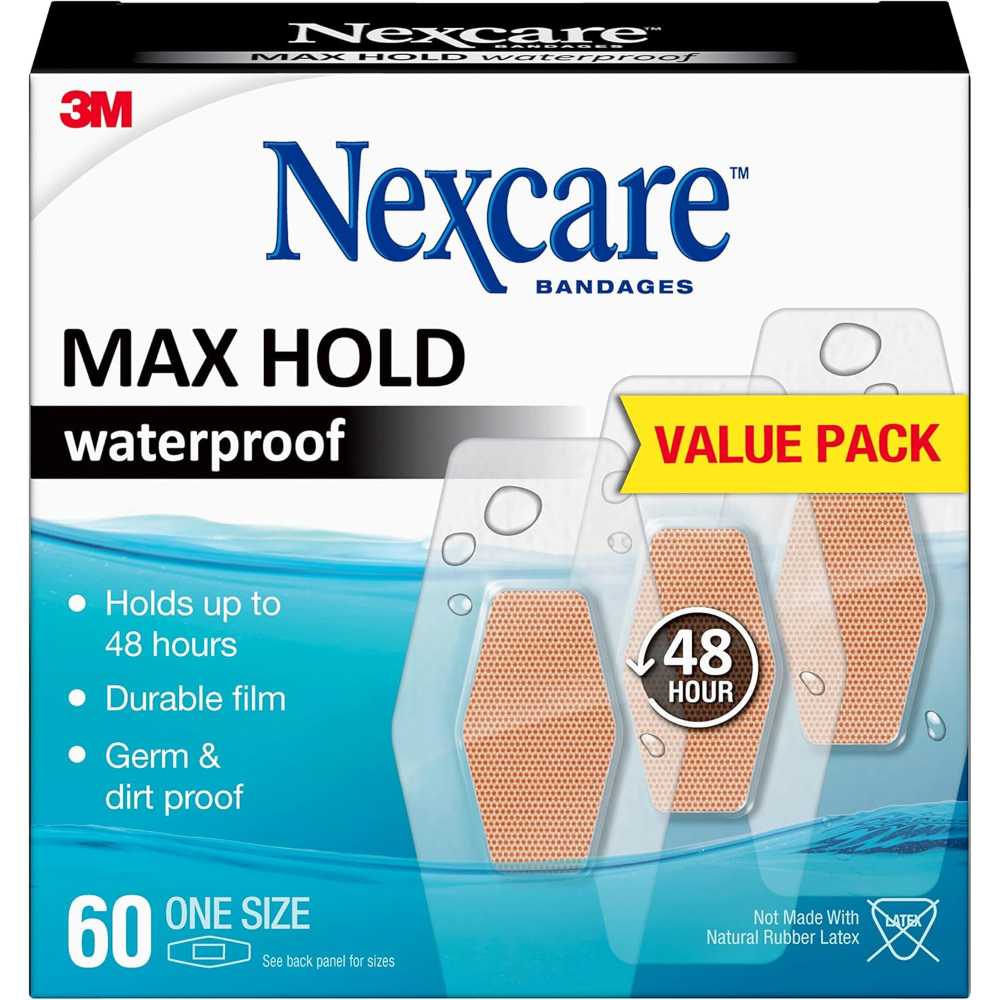 60-Pack Nexcare Max Hold Waterproof Bandages