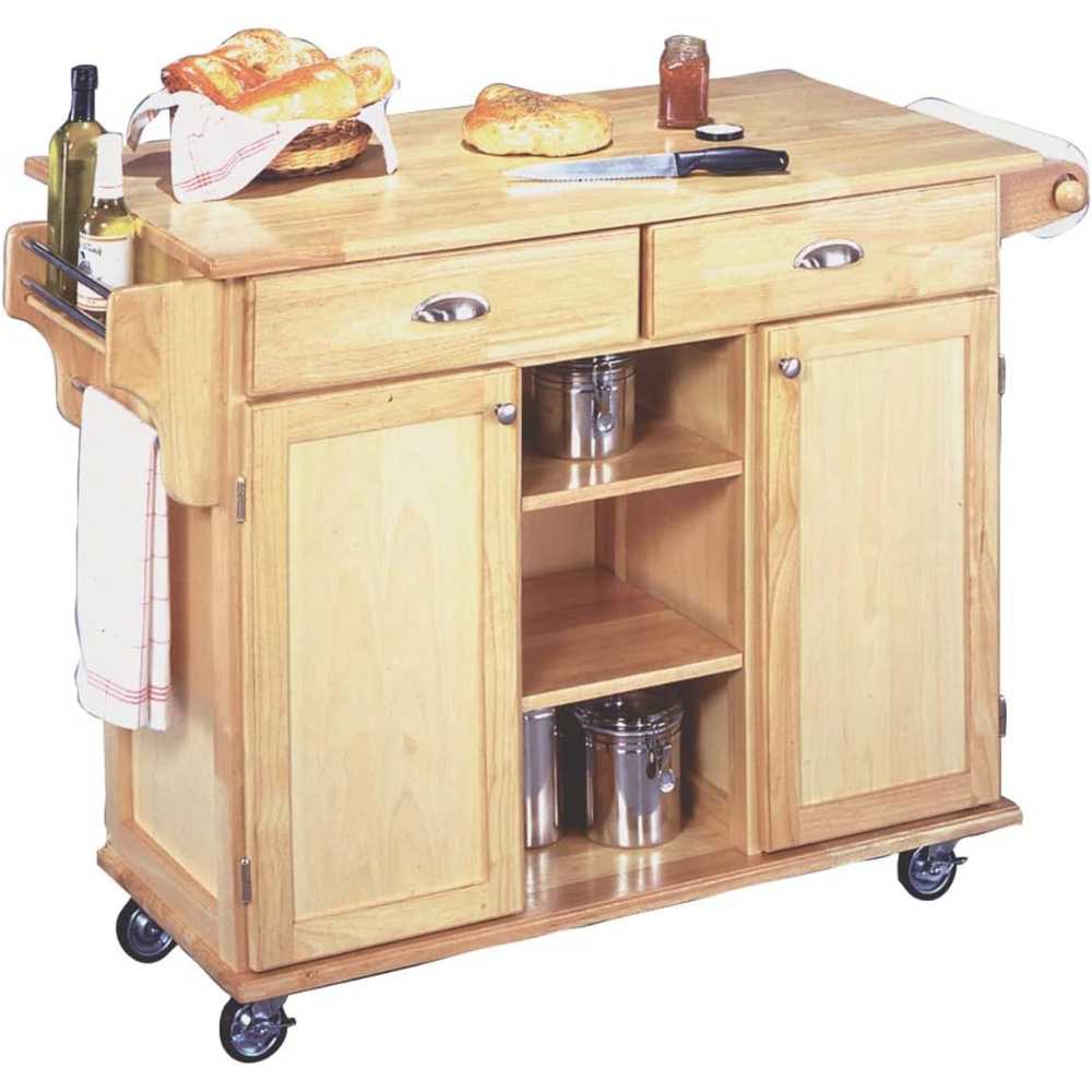 Homestyles Natural Wood Kitchen Storage Cart