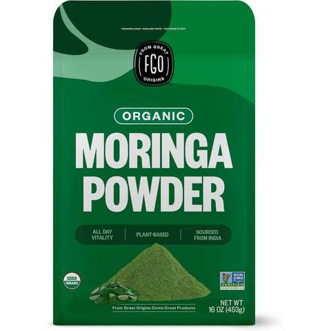 FGO Organic Moringa Powder Bulk Pouch, 16 oz.