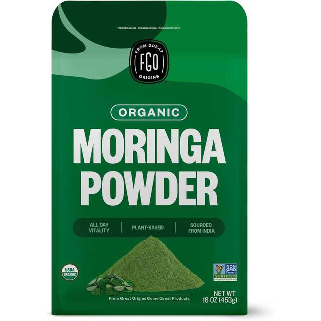 FGO Organic Moringa Powder Bulk Pouch, 16 oz.