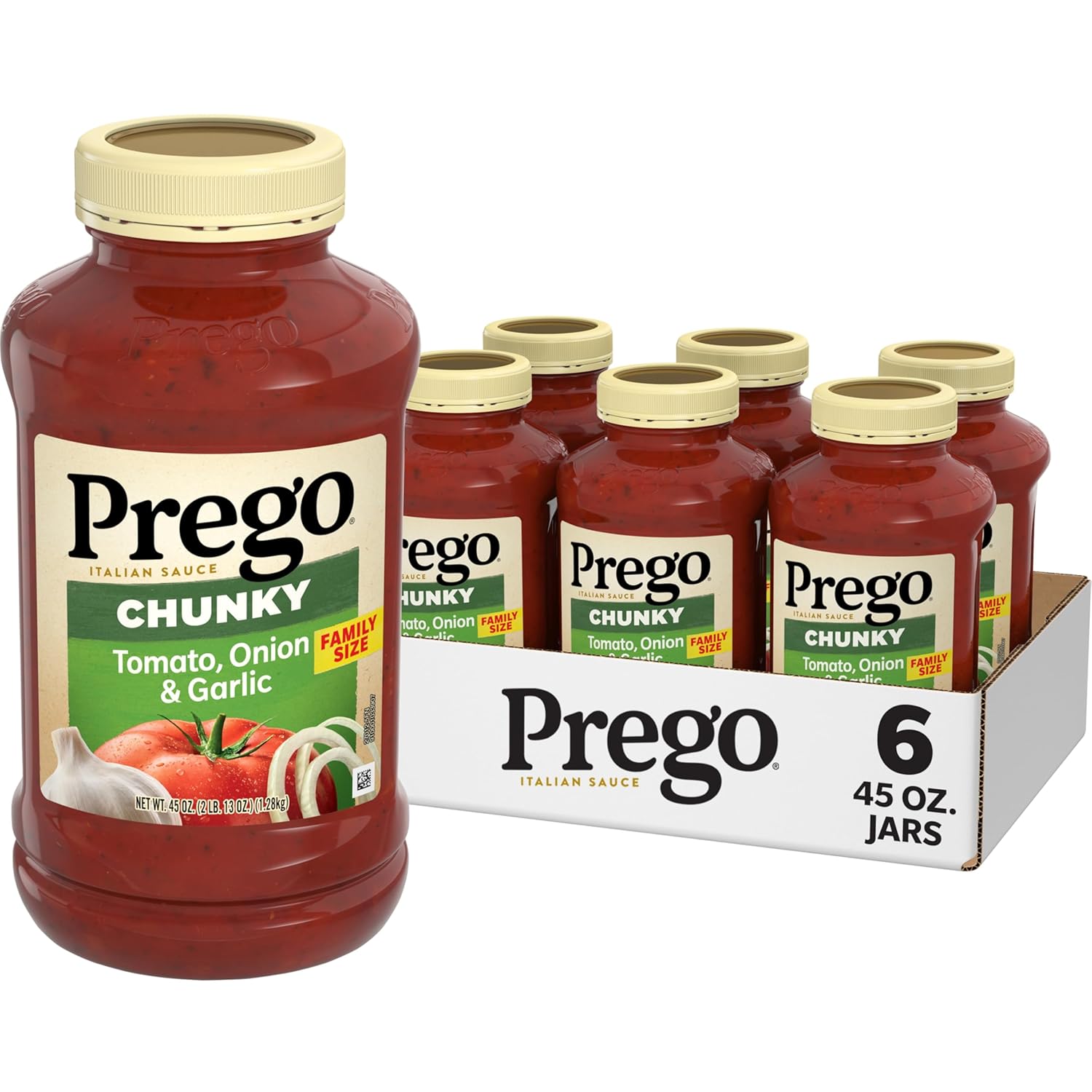 6-Pack Prego Chunky Tomato, Garlic & Onion Pasta Sauce, 45 oz.