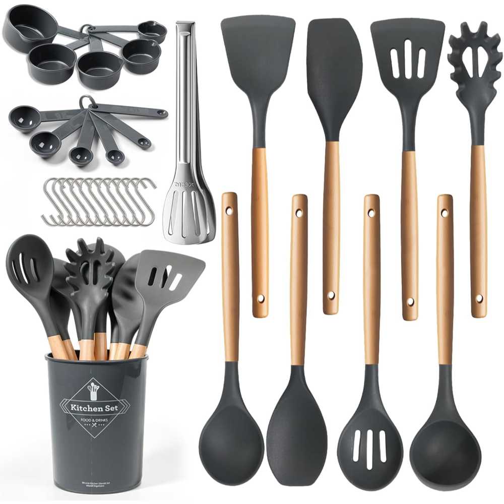 77L 32-Piece Silicone Cooking Utensils Set w/ Holder