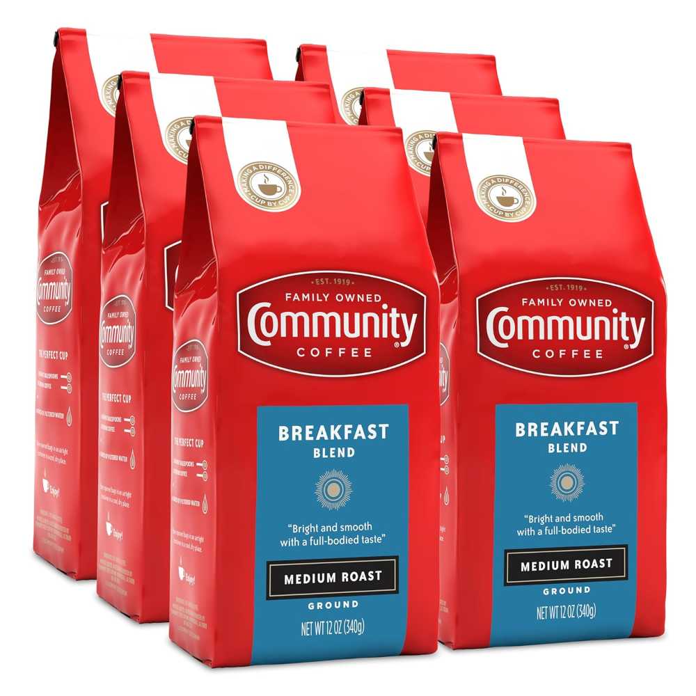 6-Pack Community Coffee Breakfast Blend Medium Roast Ground Coffee, 12 oz.