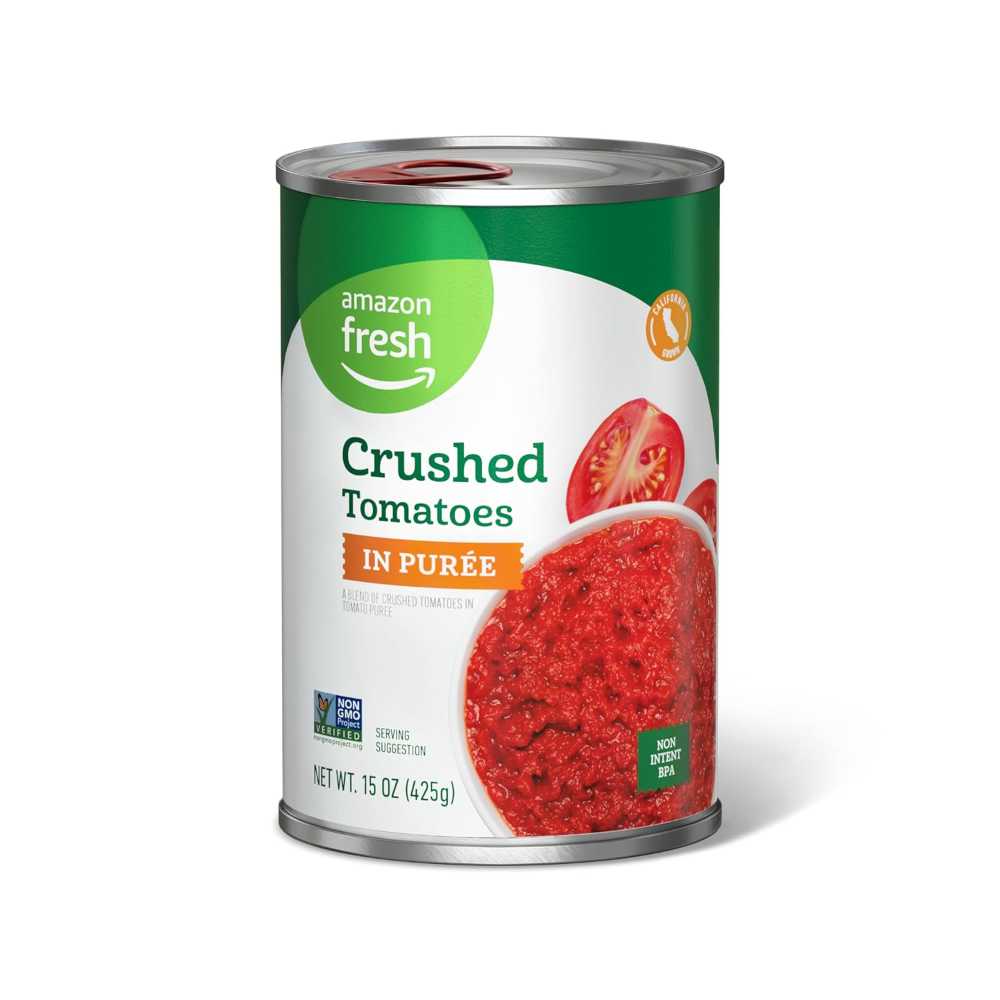Prime Members: 4-Pack Amazon Fresh Crushed Tomatoes in Purée, 15 oz.