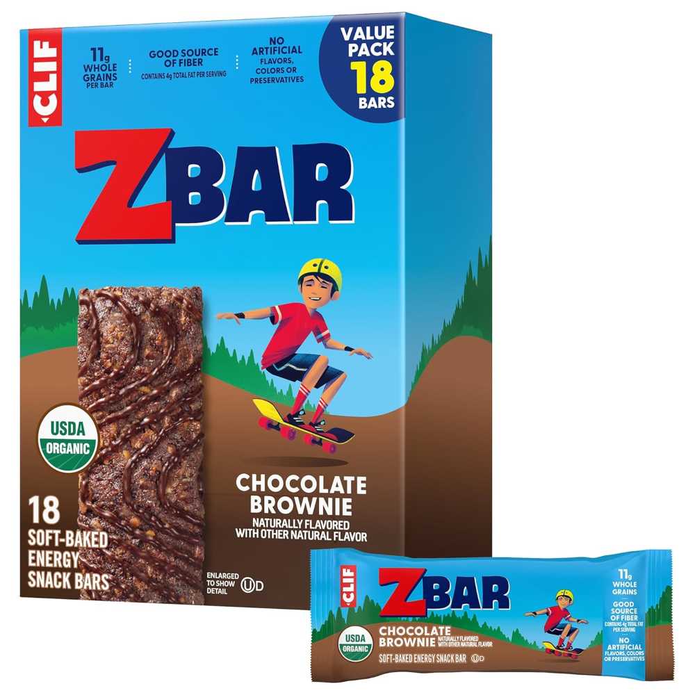 18-Pack CLIF Zbar Organic Snack Bars (Chocolate Brownie)