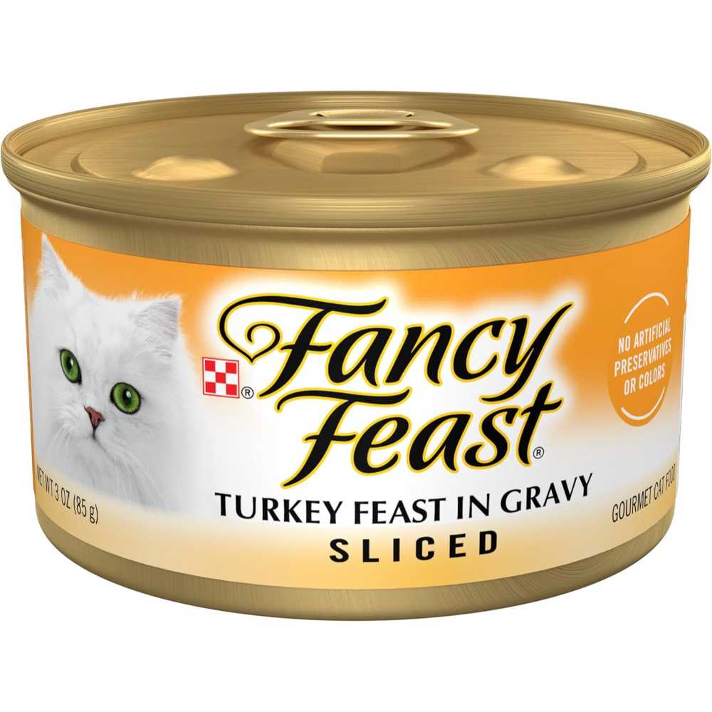 24-Pack Purina Fancy Feast Sliced Turkey Feast Wet Cat Food in Gravy, 3 oz.