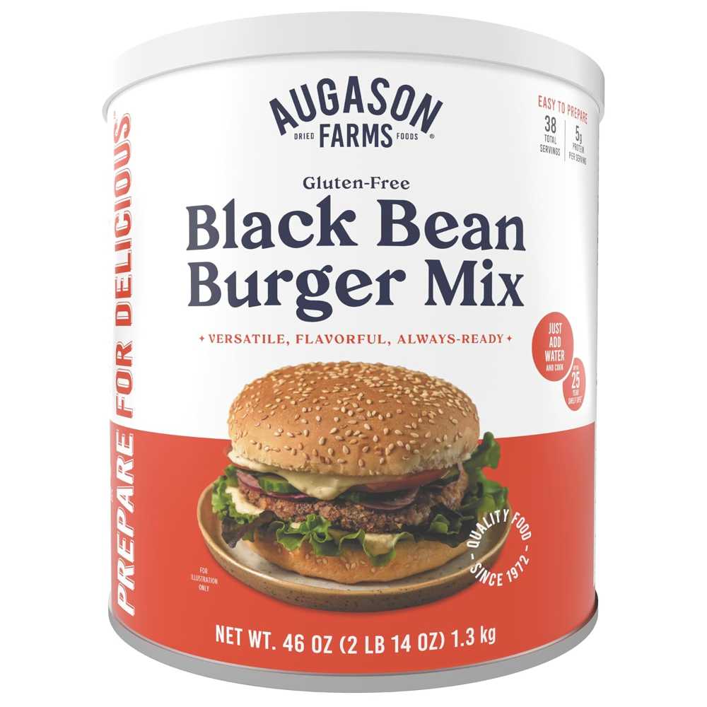 Augason Farms Black Bean Burger Mix #10 Can
