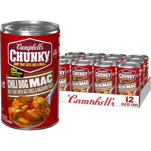 12-Pack Campbell’s Chunky Chili Dog Mac Soup, 18.8 oz.