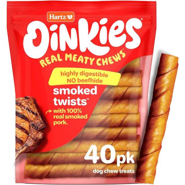 40-Pack Hartz Oinkies Smoked Twists Real Meaty Chews