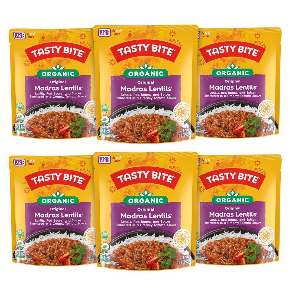 6-Pack Tasty Bite Organic Madras Lentils, 10 oz.