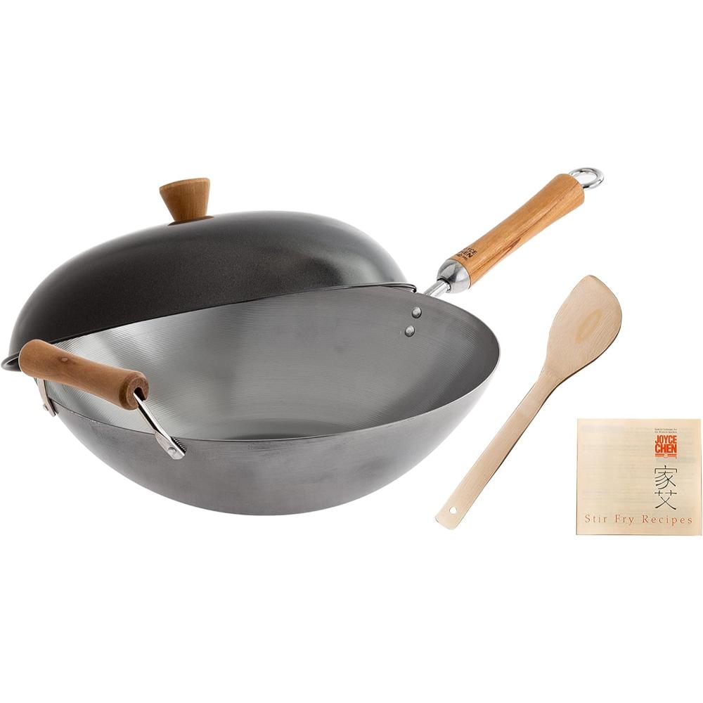 Joyce Chen 4-Piece 14" Carbon Steel Wok Set